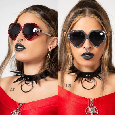 taobao agent Killstar Gothic hot girl retro heart -shaped black red glitter sunglasses sunglasses