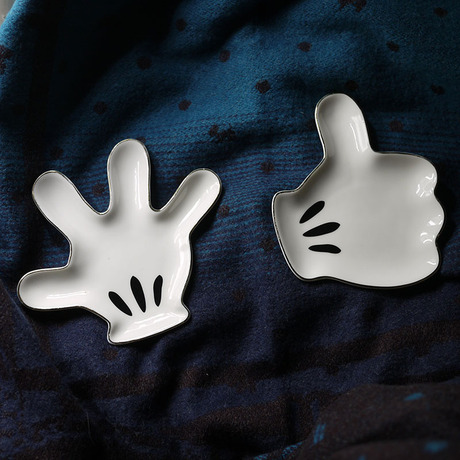 w1962出口日本尾单骨瓷米奇手装饰小碟/米老鼠手掌盘/萌萌哒