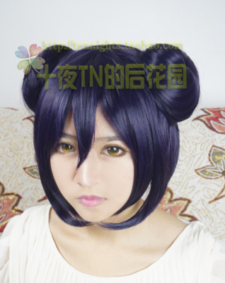 taobao agent Ten Night TN purple mixed black double hair bag with tiger mouth and bun COS wig