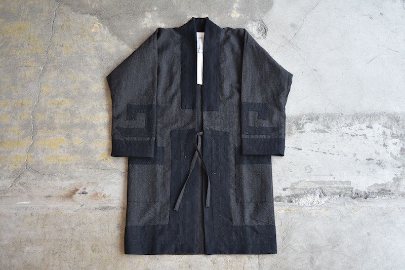 四季出品 日本现货 visvim ruunpe coat pinstripe 拼接道袍 17ss