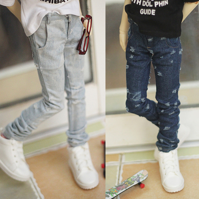taobao agent BJD trousers uncle 4 minutes, 3 minutes, 1/4 1/3 piercing denim casual pants 3 color optional free shipping
