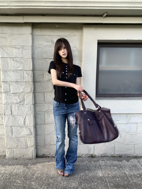 BLACK SLIM FIT RHINESTONE TEE image 11