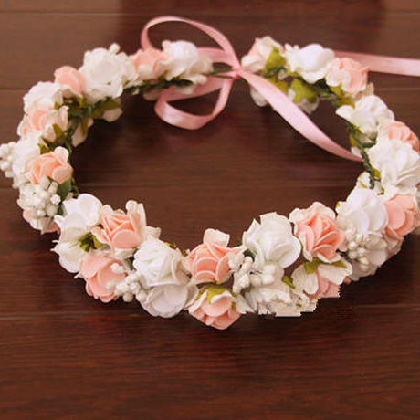 韩式玫瑰花环手环新娘伴娘儿童花童写真头饰海边度假拍照表演道具