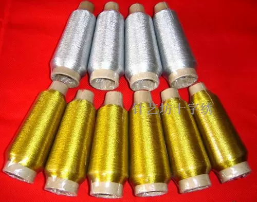 Золотая нить скрещенная стежок, золотая и серебряная проволочная проволочная проводная вышитая вышитая нить импортируемая скрещенная строчка металлическая линия ось линии