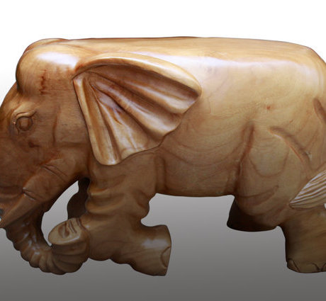 【佛缘】木雕根雕工艺品实木香樟木大象凳子茶几凳 创意古玩摆件