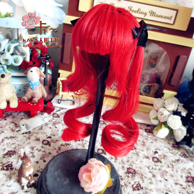 taobao agent Tea Kaka hand | girl double ponytail curl red BJD/AZ/OB/Keer/Barbie doll