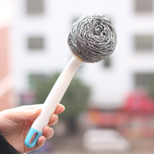 km 钢丝球 清洁球刷 厨房洗锅刷 带手柄钢丝刷 钢丝球刷 可拆1301