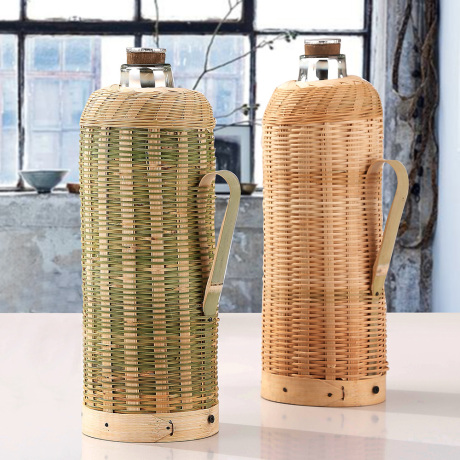 仿古竹壳暖瓶竹编天然热水瓶罩 青蔑开水瓶壳套 古代手编竹制品