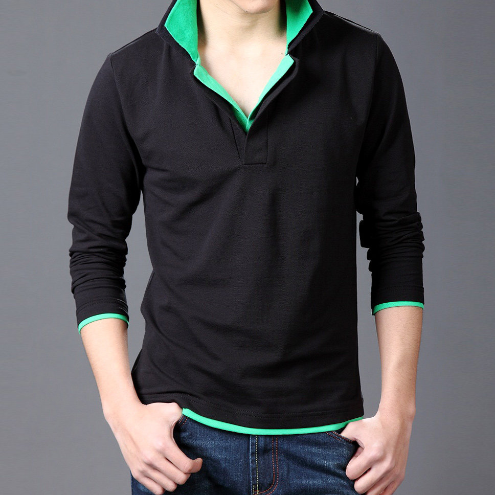 可可西 长袖男装2014秋装新款 男t恤 男士修身韩版男士长袖t恤 男