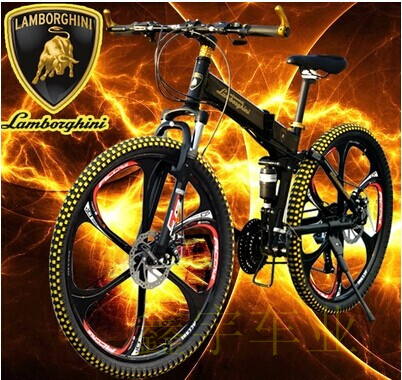 

Горный велосипед Lamborghini one wheel folding mountain bicycle bike double shock absorber oil/Shimano disc BB5 disc brakes _ Shimano