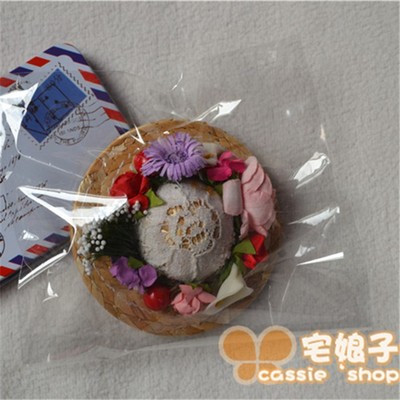 taobao agent [House Lady] BJD doll pure handmade Flower straw hat headwear full size