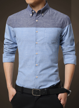 【男蓝色衫衣】_纯色衬衫图片_蓝色男衫衣价格_搭配分享 - 爱逛街