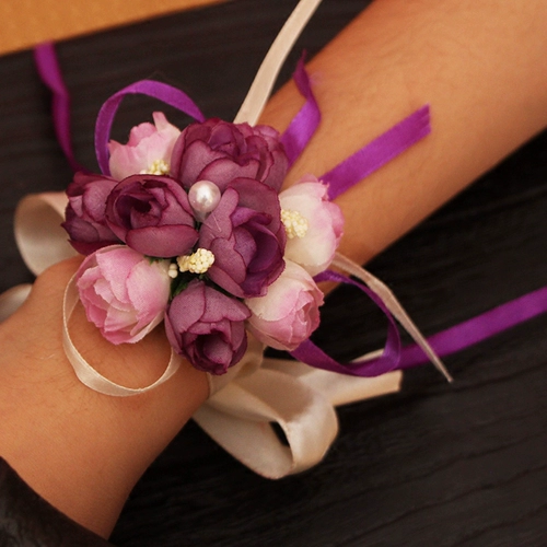 Корейское платье подружки невесты на лацкан, браслет для невесты, цветок на запястье, для подружки невесты