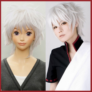 taobao agent Ding Shang wig silver -white fluffy and short hair short hair cos wig silver white