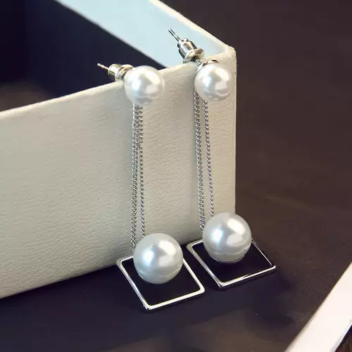 Квадратная модная подвеска из жемчуга с кисточками, серьги