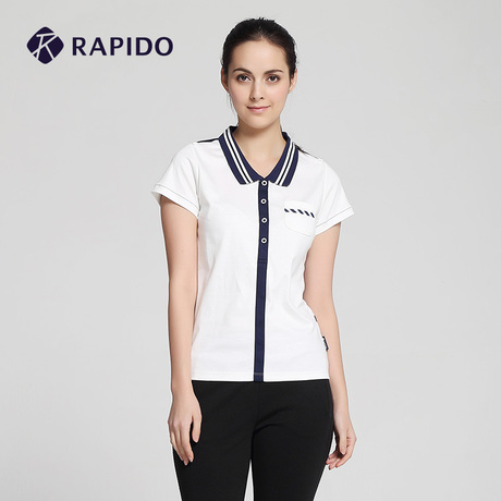 rapido韩国三星 夏季新款女士可爱海军风运动休闲polo衫cp5342009