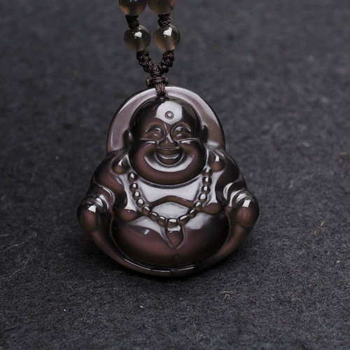 Runxi bingcai obsidian maitreya buddha подвеска смеха Будда Большой Живянский Жадха Будда Ожерелье 1