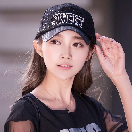 siggi 帽子女夏天韩版潮凉帽棒球帽女亮片鸭舌帽户外太阳帽防晒帽