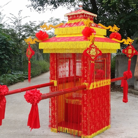 新娘花轿婚庆用品八龙护航三顶折叠透明大花轿轿子婚礼新品