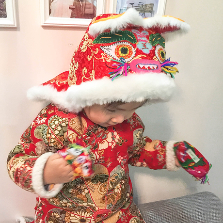 传统手工刺绣虎头帽秋冬款满月白天周岁男女宝宝儿童喜庆虎头帽