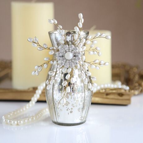 进口手工复古珍珠串花香水瓶花瓶装饰摆件小小华丽丽 现货