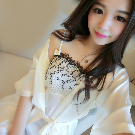 抹胸性感真丝睡衣夏季吊带冰丝睡裙女夏天短袖两件套装薄款家居服