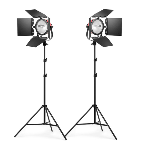 摄影红头灯双灯套装 调焦柔光灯微电影录制采访新闻暖光灯送灯泡