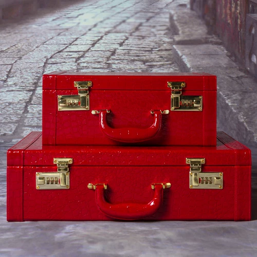 Красный чемодан для невесты, ретро портативная коробка