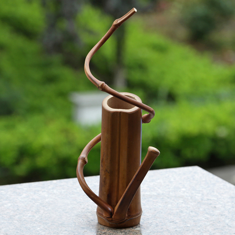 竹筒绕枝花器 日式个性干花筒紫竹花瓶 日本竹编花入缠绕花插禅意