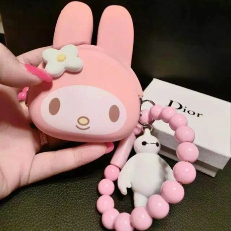 麦乐迪melody卡通硅胶 女生果冻包袋 手机包数据线零钱包配大白