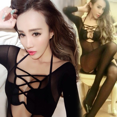 taobao agent Sexy socks, black ultra thin underwear, transparent bodysuit, plus size, for transsexuals