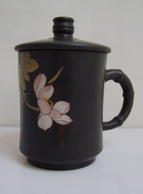 云南建水紫陶茶具 茶杯 紫砂杯名家潘智安手制办公室黑陶泡茶杯