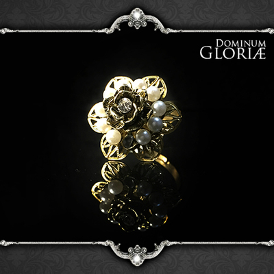 taobao agent Gloria ｜ Rose elegant vintage vintage retro hand -made pearl diamond gold opening ring