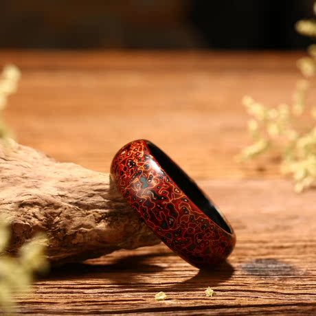 [世家和畅]漆器大漆手镯首饰菠萝漆犀皮漆破锣漆民间工艺品可包邮