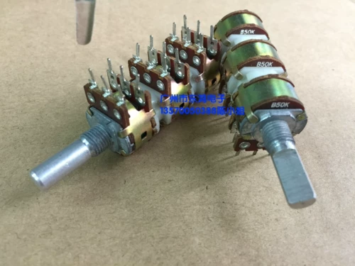 Высокий качественный 16 -тип шесть -ежедневный потенциометр B50K*6 Длина вала 20 мм многофакторный объем объемный уровень потенциометр