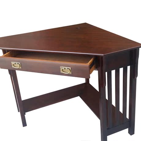现代实木转角电脑桌家用三角书桌台式三角电脑桌办公桌实木框特价