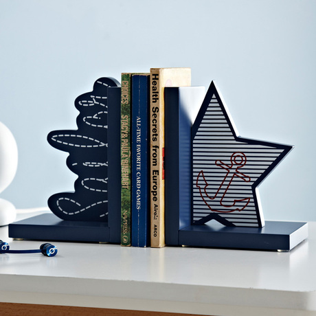 米图宝贝儿童房书立架木质创意桌面摆件地中海书靠书挡家居装饰品