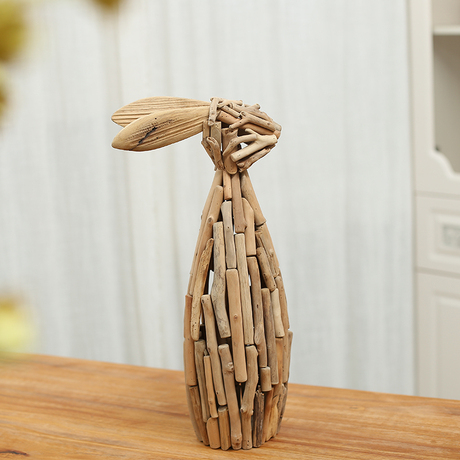 半山居 纯手工木质创意动物家居桌面摆件创意欧式风格兔装饰礼品