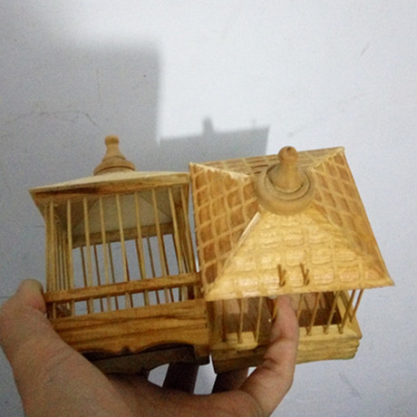 处理;蝈蝈笼手工自制笼子竹制木笼鸣虫笼子