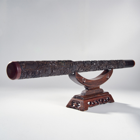 春风湖笔吕卫国手作九龙腾飞收藏级善琏毛笔紫光檀手工雕刻兼毫