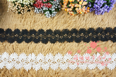 taobao agent [Meng Da] Hand -made DIY bilateral polyester filament silk lace water -soluble embroidered lace black and white dual -color income 4.5cm