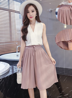 【雪纺阔腿裤裙裤】_雪纺褶皱裙裤图片_雪纺裙裤价格_搭配分享 - 爱