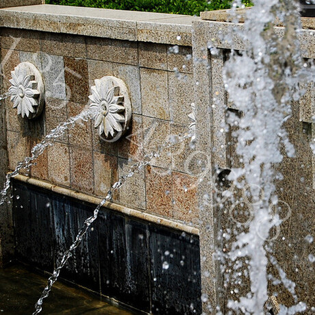 石材喷水花环花朵喷泉壁挂水池流水墙面挂件植物装饰室内外水池