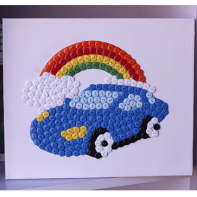 两幅包邮新年礼物diy纽扣画材料包亲子手工装饰粘贴画小汽车扣画