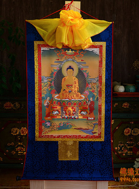 【佛缘汇】西藏镀金烫金唐卡画黄财神佛像唐卡挂画藏巴拉 35*20cm