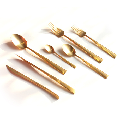 葡萄牙cutipol 金色刀叉勺 24k黄金系列餐具 duna gold brushed