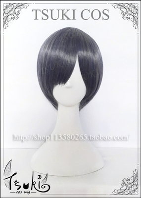 taobao agent TSUKI Black Counterfeit Sherm, Gray Blue Mixed Soft Face Cosplay Cos wig