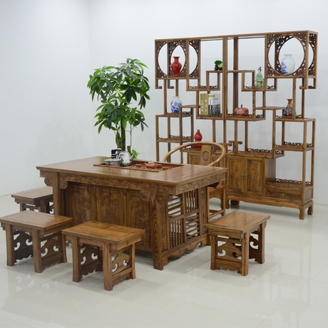 明清古典特价仿古茶桌实木将军桌茶台中式实木茶艺桌椅组合将军台