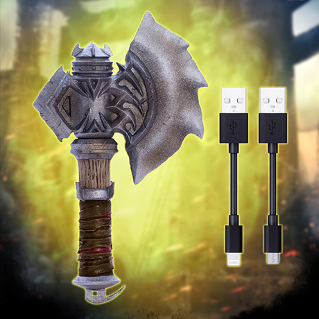 魔兽电影周魔兽武器充电线魔兽周边边杜隆坦之斧收纳器含充电线