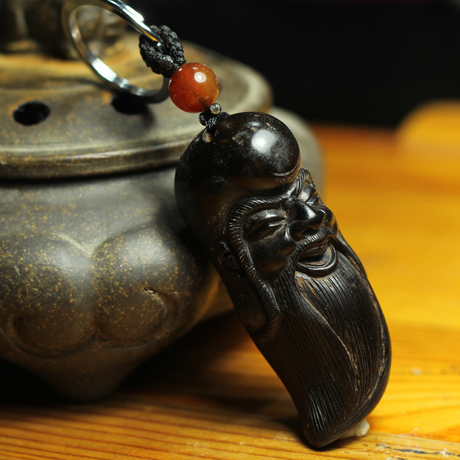 悟喜 印尼黑檀木多福寿头钥匙扣送长辈送老人首选可做把玩件